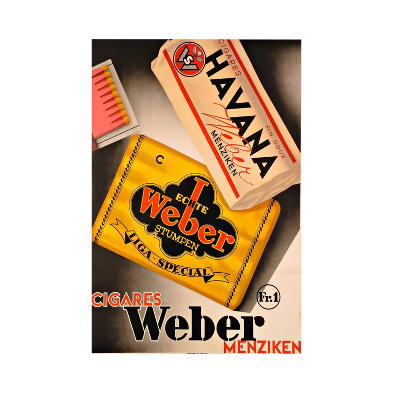 Cigares Weber - Print on Canvas, Wrapped Canvas, 30.48 cm H x 45.72 cm W