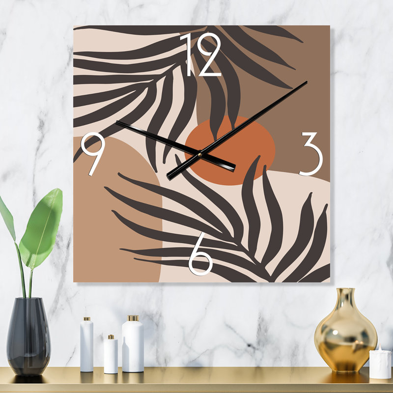 Horloge murale moderne lune et soleil dans des tons rétro terre cuite III, Très grand