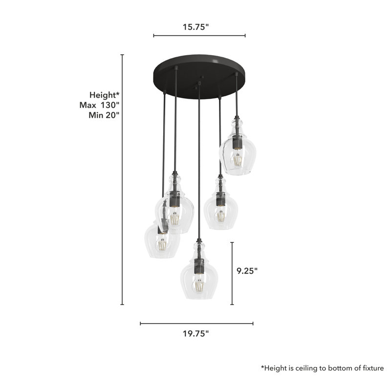 Maple Park 5 Light Round Cluster Pendant Ceiling Light, Noble Bronze