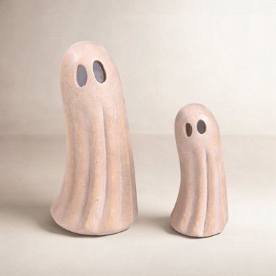 Ghost Ceramic Garden Statuary, Set of 2