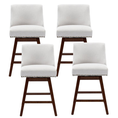 Logreira 26.6'' Swivel Counter & Bar Stool With Nailhead Trim