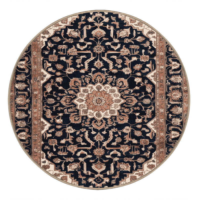 Tapis brun lavable à la machine, Rond 3 pi