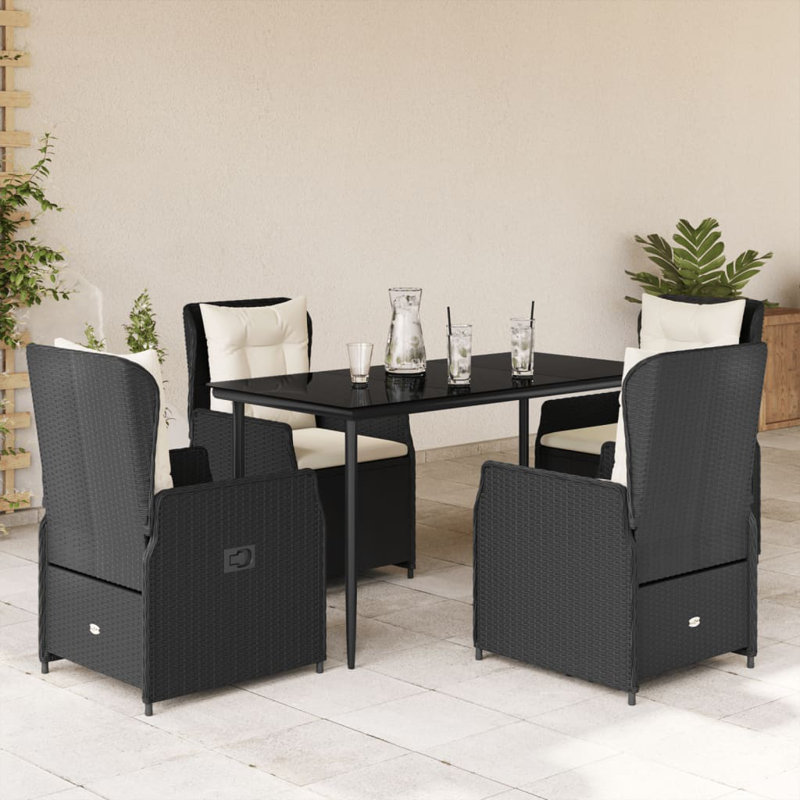  Ensemble de salle à manger de jardin noir