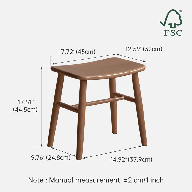 Tabouret de maquillage en noyer massif, Noyer