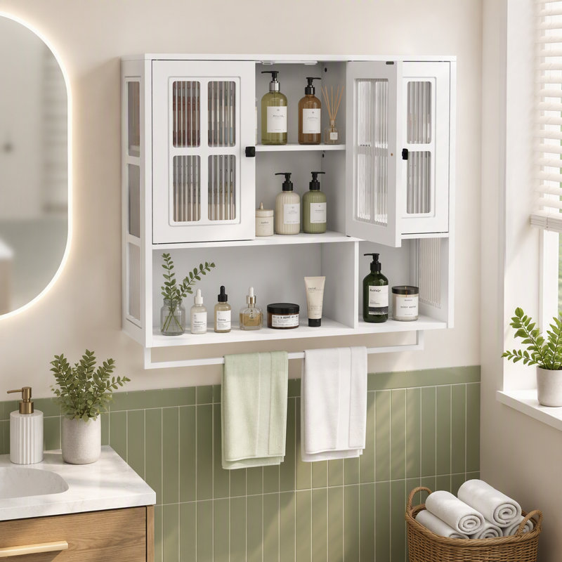 Armoire murale en bois 3 portes, Blanc