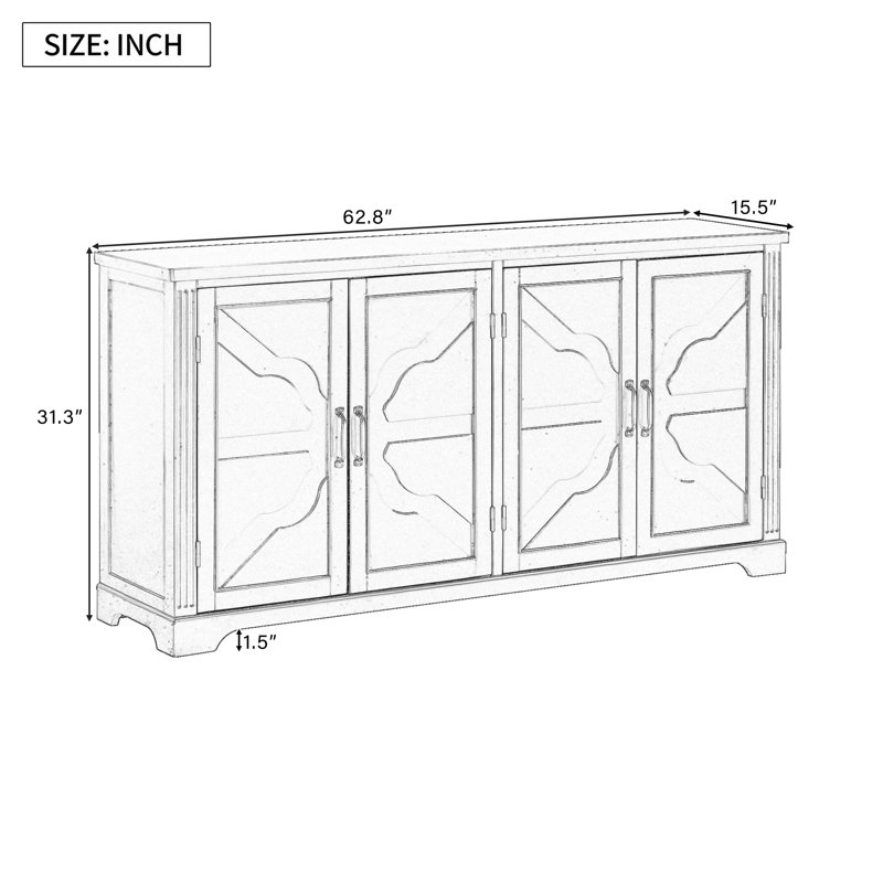 62.82" Kitchen Storage Sideboard Buffet Cabinet Console Table, White