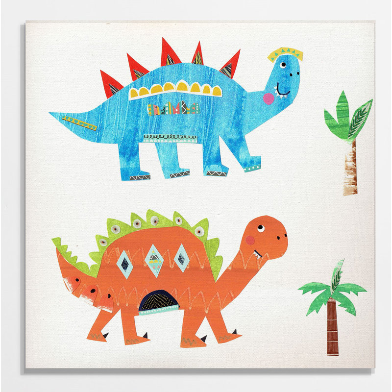 Jazon «Dino Duo», peinture sur toile tendue, H 16 po x l 16 po x P 1,5 po