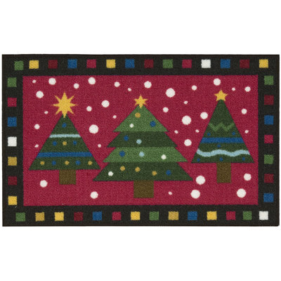 Tapis 3 arbres vert/rouge
