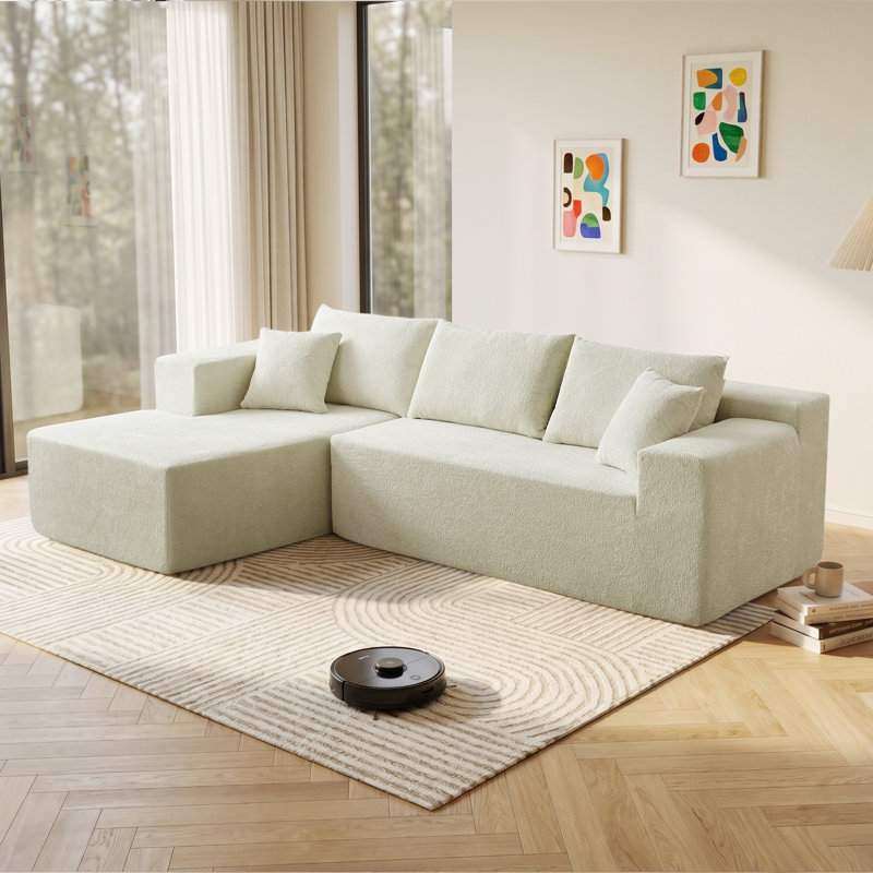 Canapé modulaire Ellie Cloudy Boneless, Orienté à gauche (vu de face), Velours beige