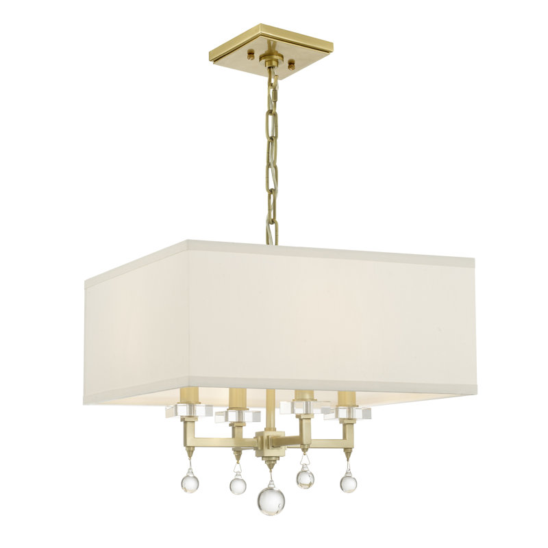 4 - Light Unique Chandelier with Crystal Accents, Antique Gold