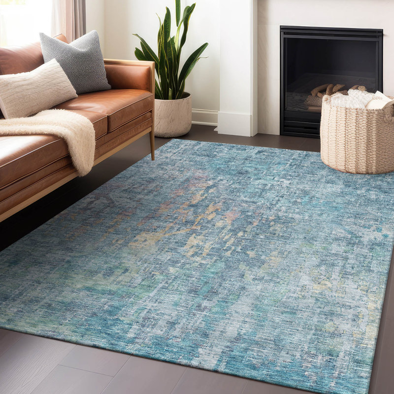 Tapis intérieur / extérieur bleu Lunisse, 9 pi x 12 pi