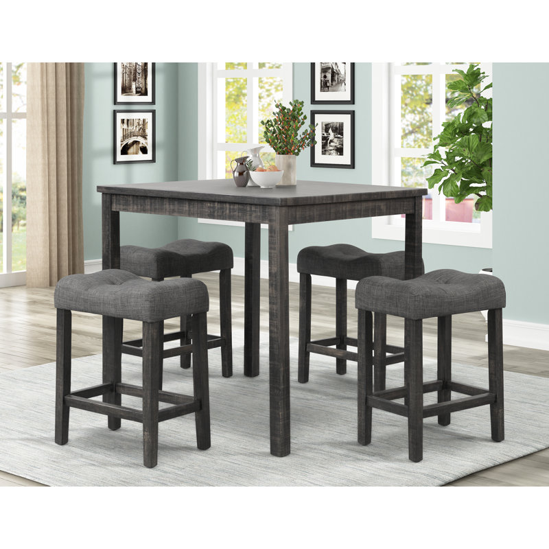 Dereham 19" Upholstered Counter Height Set , Black Charcoal