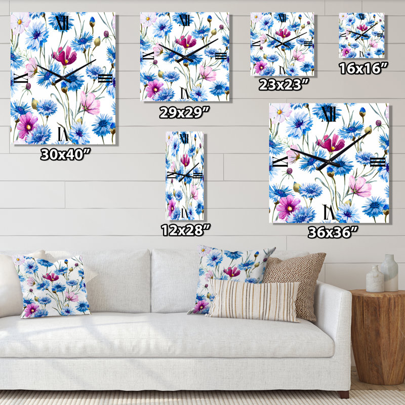 Horloge murale traditionnelle bleue et rose, Moyen