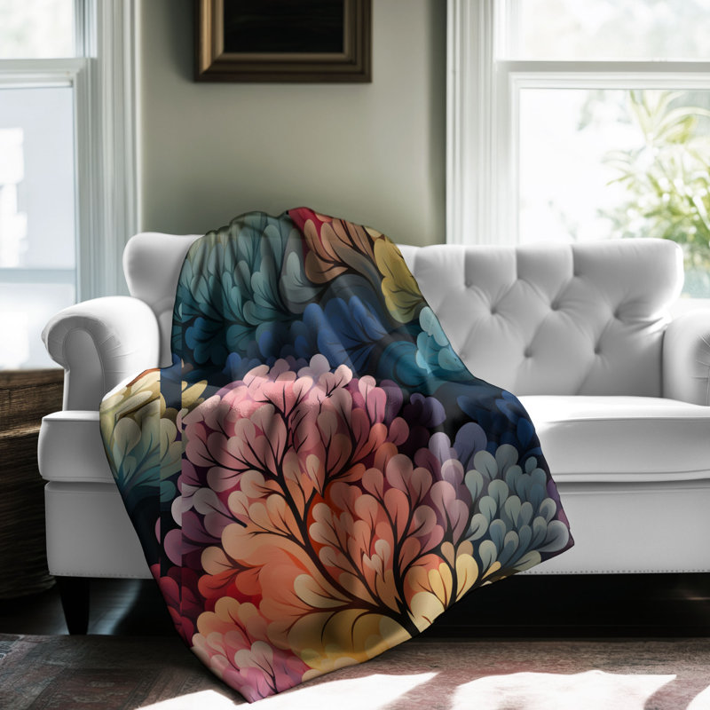 Arbres colorés - couverture 1 pièce, L 60 po x l 50 po