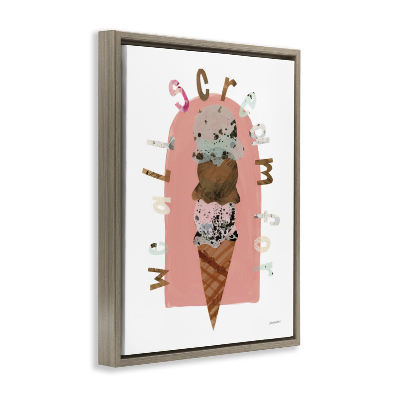  «All Scream For Ice Cream Floater» par Haley Knighten, H 21 po x l 17 po, Cadre flottant orme Montalcino