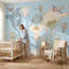 Papier peint carte du monde avec montgolfière-53361420-53361421