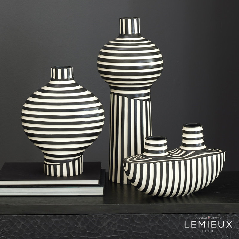 Colbert Vase-Black/White, 20.5" H x 8.5" W x 8.5" D