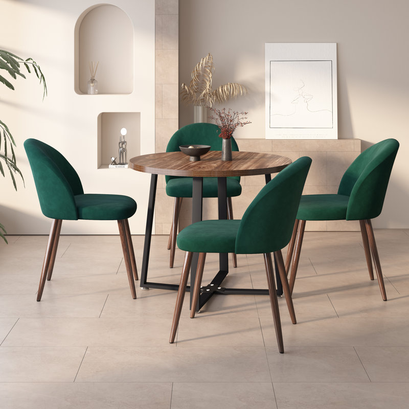 Ensemble repas rond 35,4 po Jazabella, Vert / noyer, Brun
