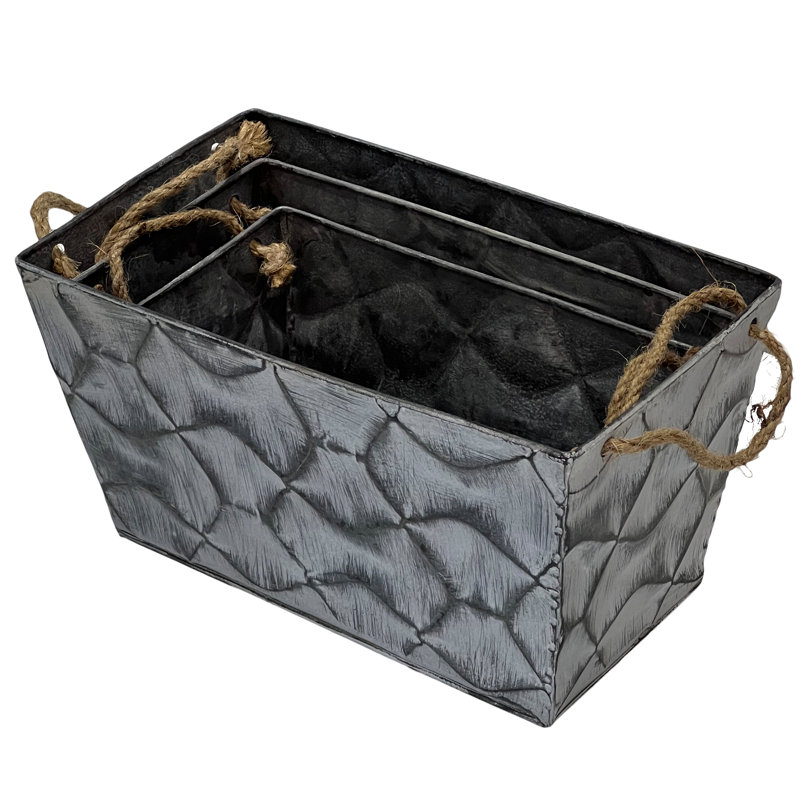 Rustic Gray Handmade Metal Wall Planter Set of 3