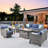 Harbin Wicker Rattan 7 - Person Outdoor Seating Group with Cushions with Fire Pit Table with Swivel Rocking Chairs-664876316