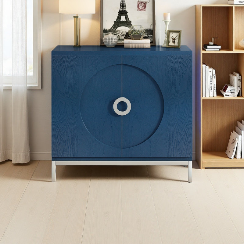 Armoire décorative simple avec placage en bois massif et cadre en métal pour le salon, le vestibule et la salle à manger