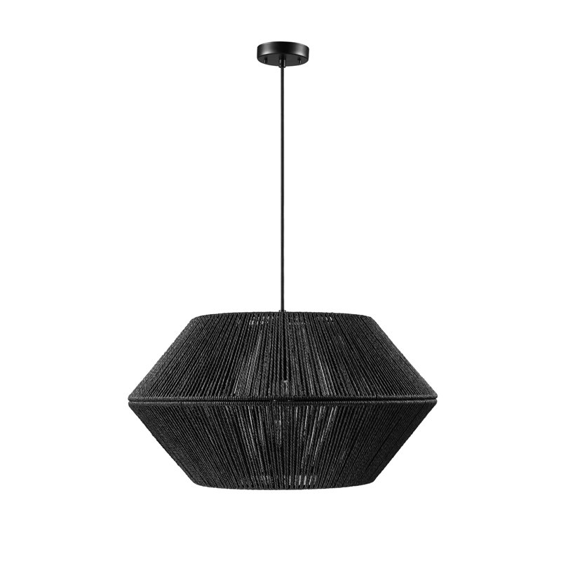 Lustre en ficelle naturelle noire à 1 lumière Terra
