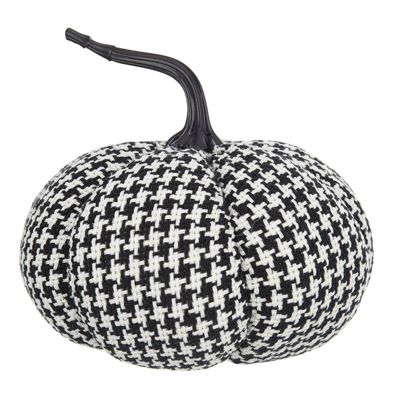 Tissu de citrouille à carreaux noir et blanc 7 x 7,5 x 7,5 po - Bruce conçu pour les fêtes d'Halloween et d'automne