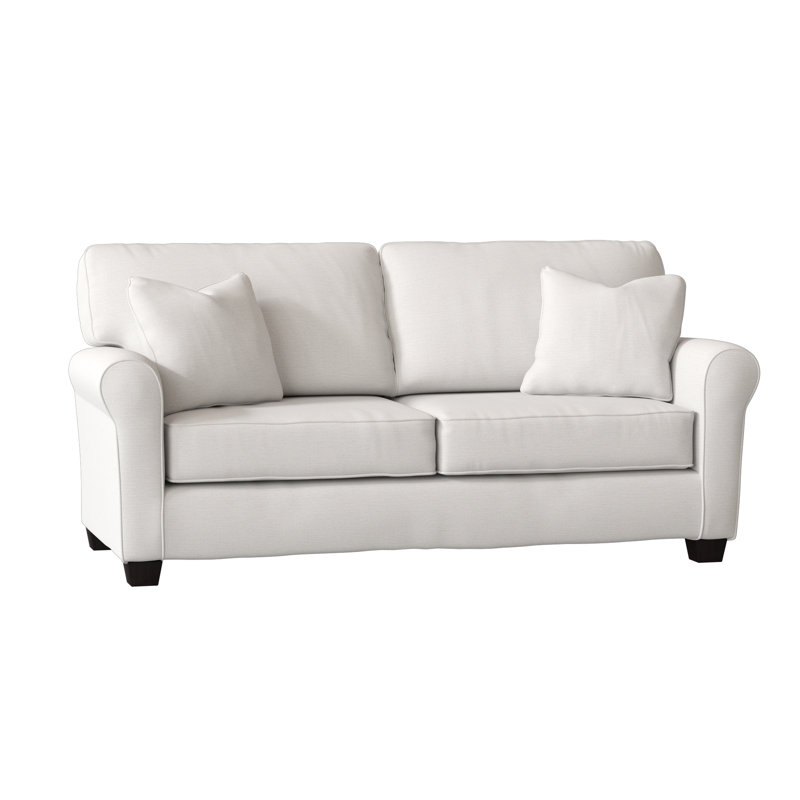 Shannon Upholstered 76'' Sofa, Snow Ivory Performance, Honey Birch