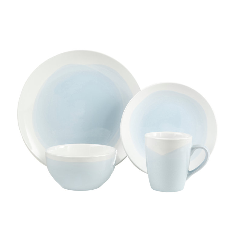 Bayford Dinnerware Set 16 Piece - Service for 4, Mint/White