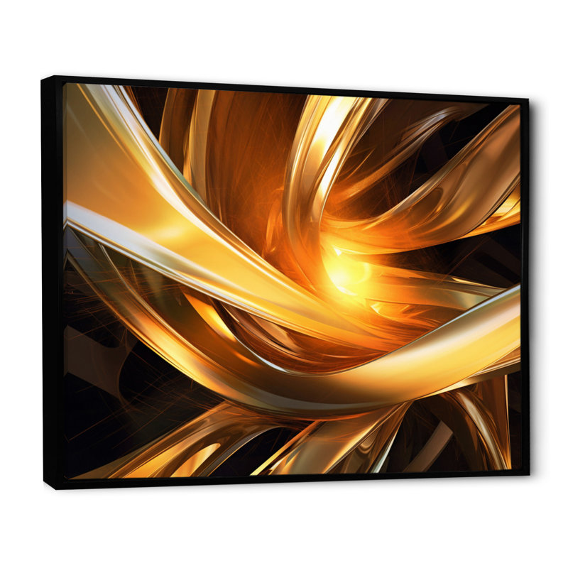Or noir fractal Tide III - impression, Cadre flottant noir, H 34 po x l 44 po x P 1,5 po