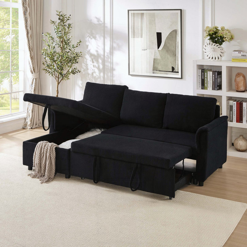 Causeuse modulaire en L avec méridienne, rangement et lit escamotable