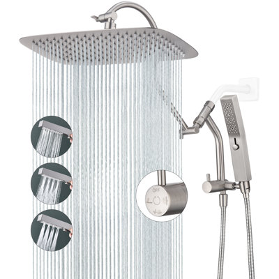 All-metal Dual Shower Head with Massage Mode Equipped 