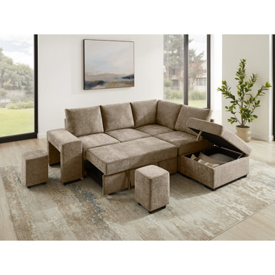 Canapé modulaire rembourré avec repose-pieds 94,88 po