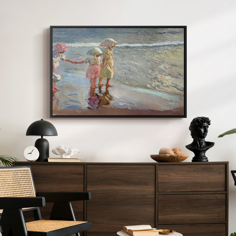 The Three Sisters on the Beach, 1908-Joaquín Sorolla-Framed Gallery Wrapped Canvas, 24x36, Walnut