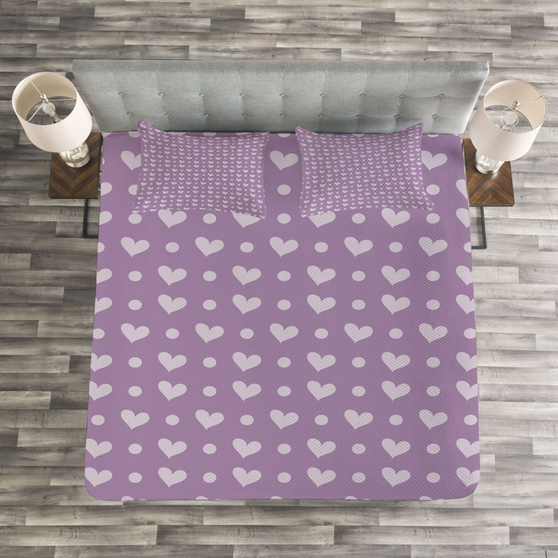 Adilbek White/Purple Microfibre Bedspread Set, 220 x 264 cm Bedspread - 2 Shams