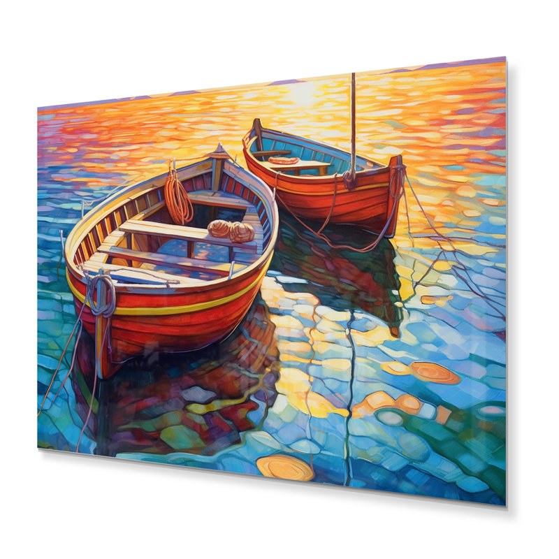 Deux bateaux dans le port I - décoration murale bateau en métal, H 30 po x l 40 po