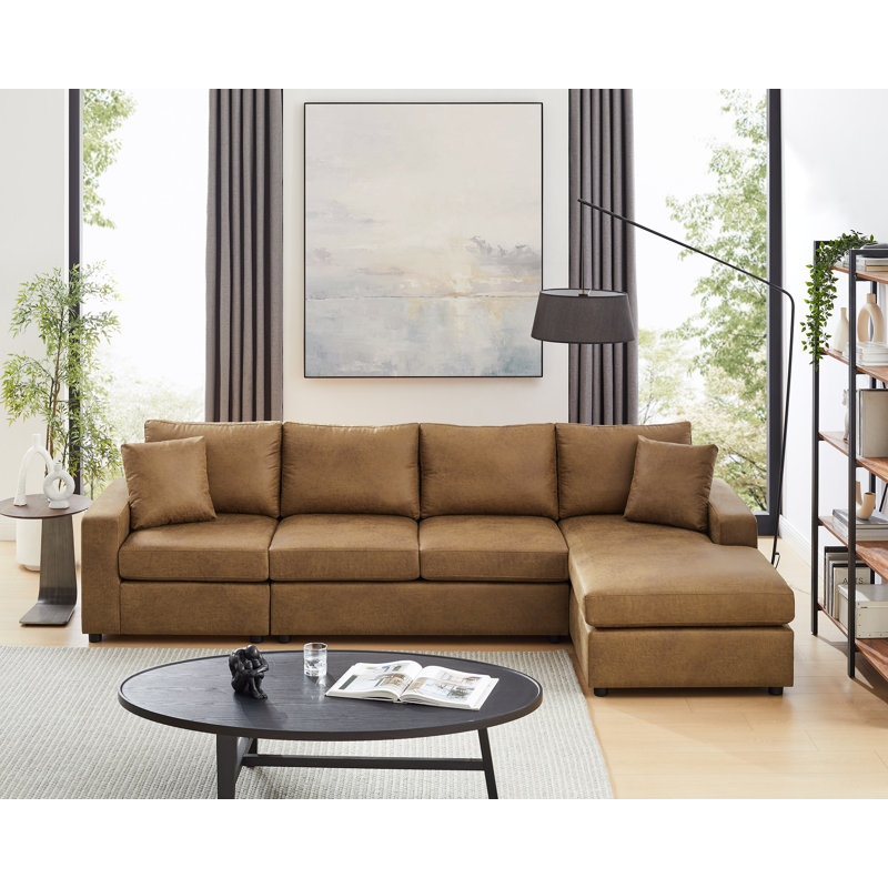Canapé modulaire en similicuir 3 pièces Brookstill, Similicuir brun clair