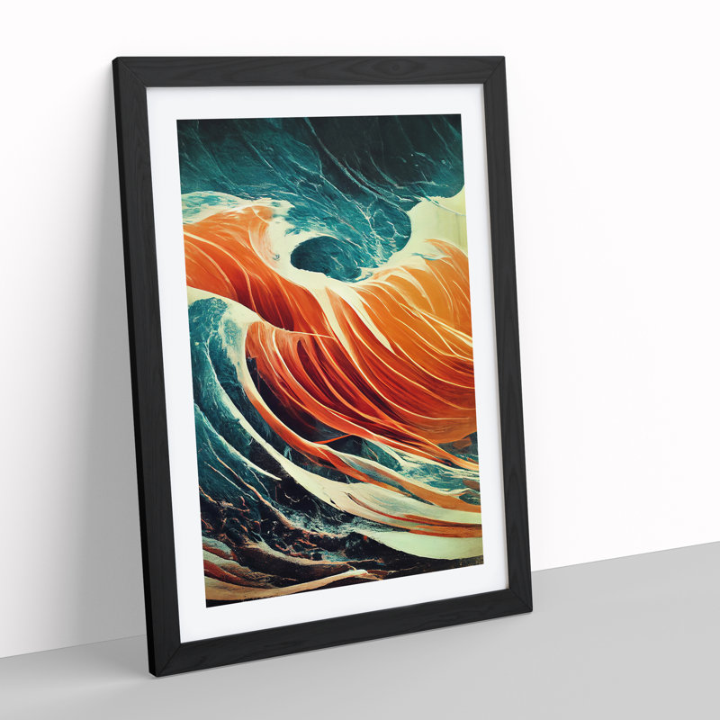Beach Ocean Wave Abstract No.1 - Single Picture Frame Print, 64cm H x 46cm W x 2cm D, Black Framed