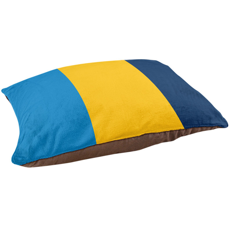 Coussin Cleveland, Grand (l 50 po x P 40 po x H 7 po), Bleu sarcelle / jaune / bleu