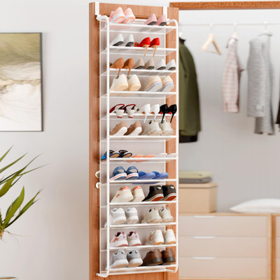 36‑Pair Over‑the‑Door Shoe Rack, 12‑Tier Hanging Shoe Organizer with Metal Frame and  Mesh Shelves