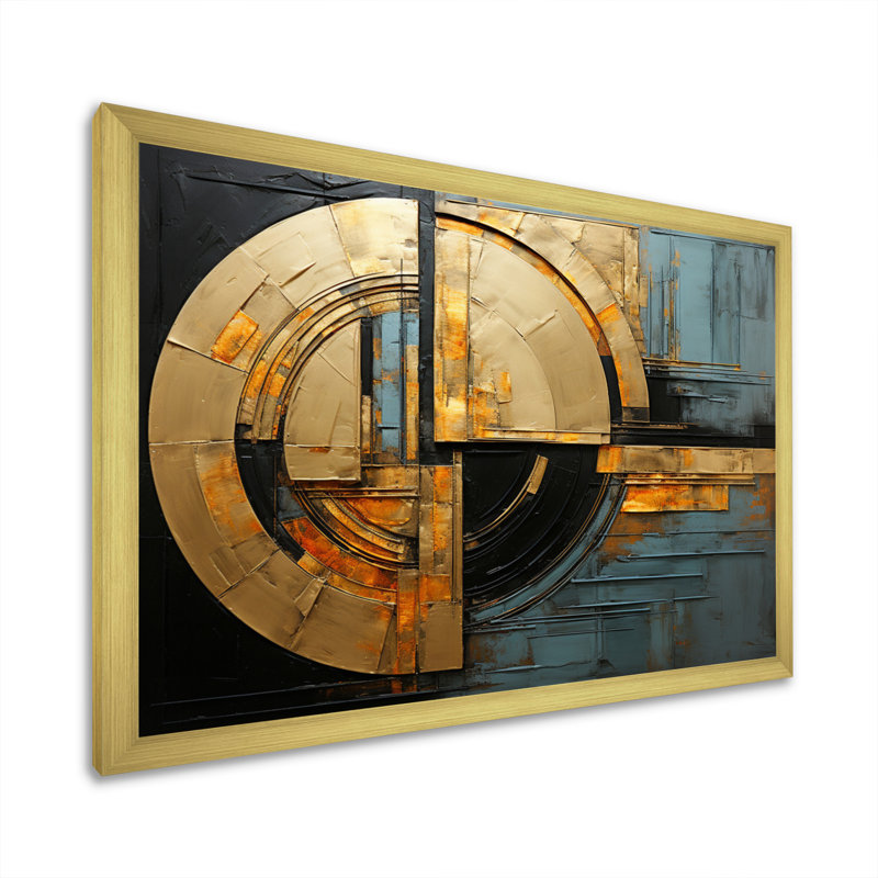 «Hardedge Golden Geometric II», reproduction sur toile, Encadrement doré, H 34 po x l 44 po x P 1,5 po