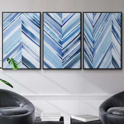 «Wave Crêtes I», ensemble de 3 reproductions encadrées sur toile