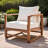 Outdoor Lounge Chair, Acacia Wood Club Chair, Oversized Seat With White Cushion Set