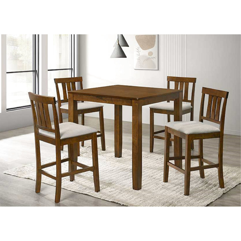Table de salle à manger carrée en cerisier traditionnel à hauteur de comptoir, pouvant accueillir 4 tables à hauteur de ton de bois, style