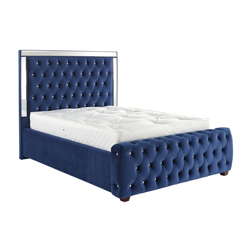 Kaleb Upholstered Bed, Double (4'6), Plush Marine