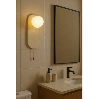 Lampe murale élégante avec corps en travertin, beige et blanc, 15,4 x 7,1 x 0,4 pouces | Hauteur totale: 15,4 pouces | Bouton marche / arrêt sur le câble, douille G9 de 10 W maximum (ampoule non incluse) | Éclairage élégant pour les intérieurs modernes