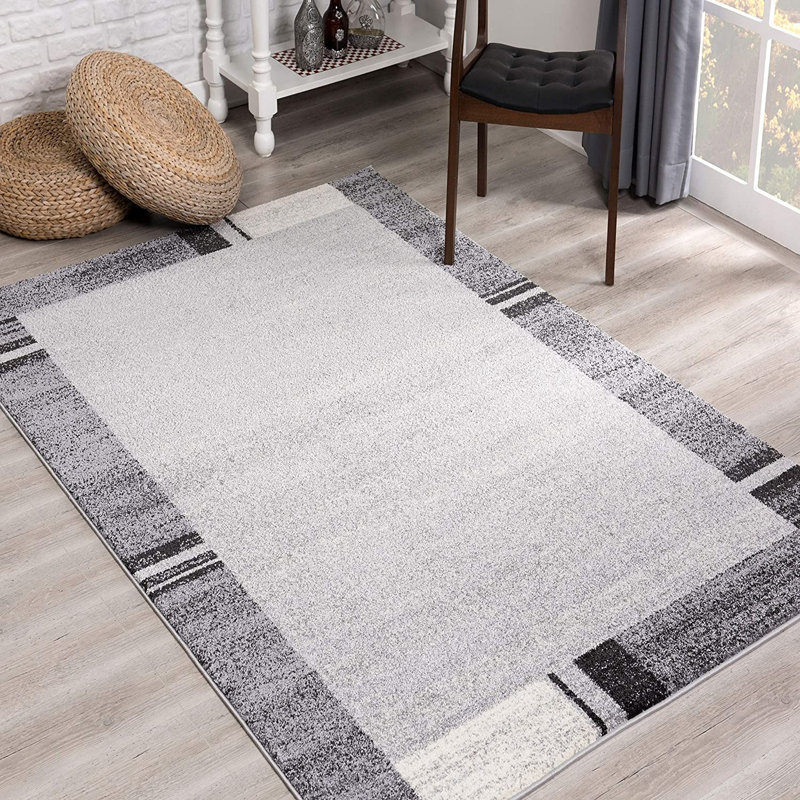 Tapis ivoire / gris tissé à la machine Kahel