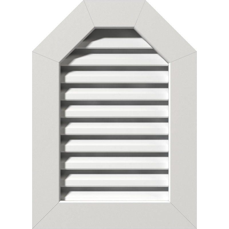 Évent de gable à plateau en pvc avec cadre de garniture plat blanc, H 17 po x l 41 po x P 3 po