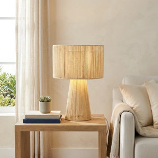 15.67" Rattan Coastal Accent Table Lamp with Bulb