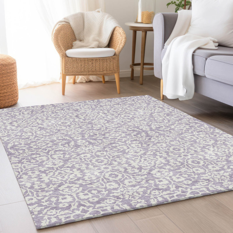 Premium Machine Washable Prisco Lavender Rug, Rectangle 2'6" x 3'10"